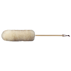 2 foot (24 inch) wool duster with wood handle and leather hang loop
